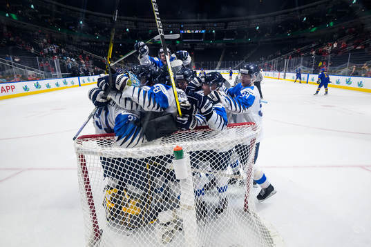 Players of Finland celebrate