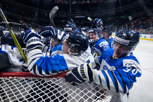 Players of Finland celebrate