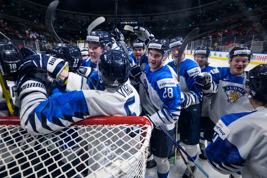 Players of Finland celebrate