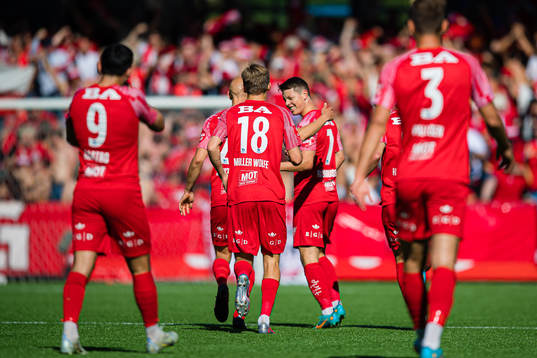 Mathias Knutsen Rasmussen of Brann celebrates