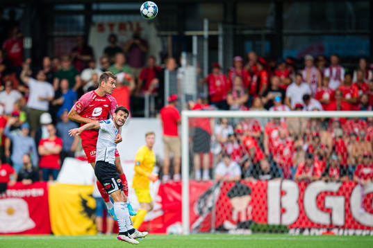 Fredrik Pallesen Knudsen of Brann and Jonatan Ingi Jonsson