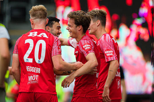 Felix Horn Myhre of Brann celebrates