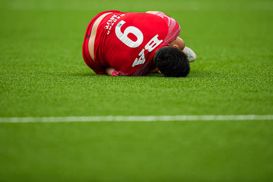Niklas Fernando Nygaard Castro of Brann in pain