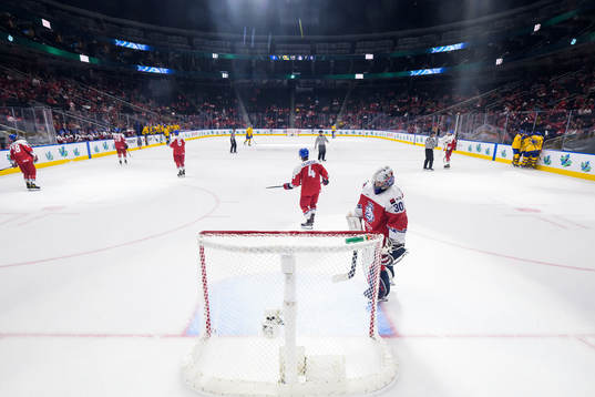 Goaltender Tomas Suchanek of Czech Republic looks dejected