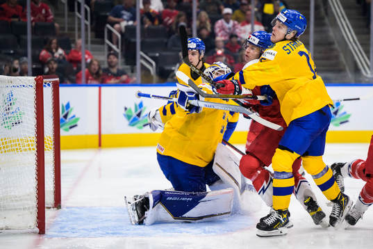 Gabriel Szturcof Czech Republic and goaltender Jesper