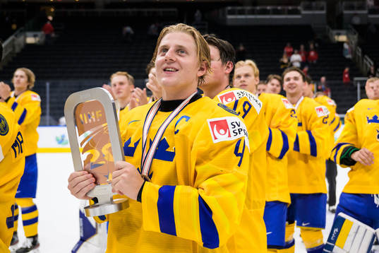 Emil Andrae of Sweden celebrates