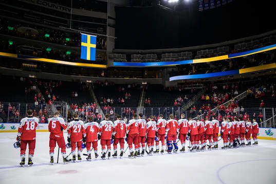 The players of Czech Republic in front of the Swedish flag