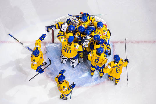 Players of Sweden celebrate