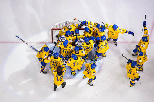 Players of Sweden celebrate