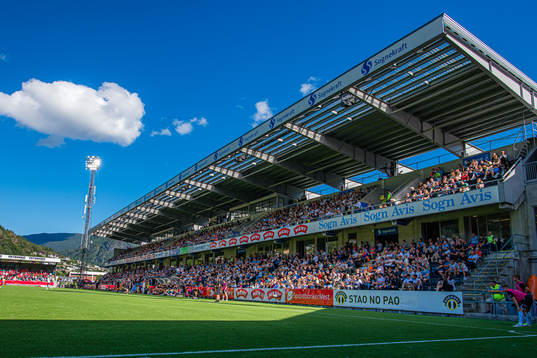 Spectators in the stands at Fosshaugane Campus