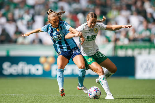 Djurgårdens Tilde Lindwall och Hammarbys Courtney Nevin