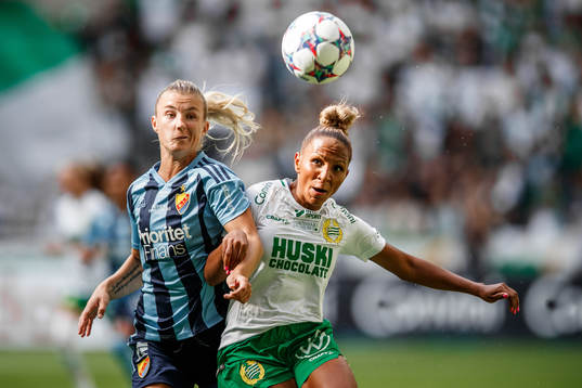 Djurgårdens Emelie Asplund Lövgren och Hammarbys Madelen