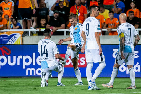 Besard Sabovic and Elias Andersson celebrates