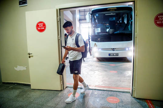 Erdal Rakip of Malmö FF arriving