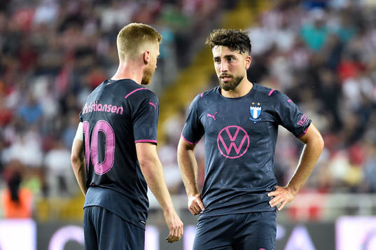 Anders Christiansen and Moustafa Zeidan of Malmö FF