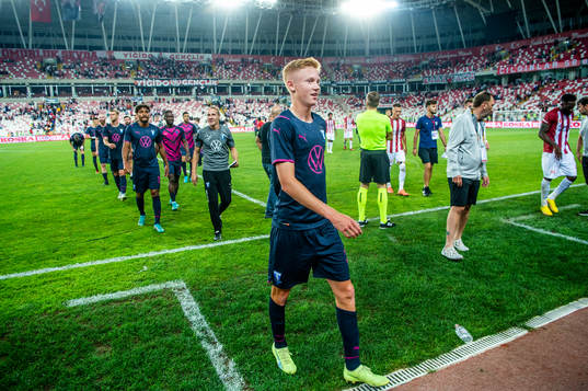 Hugo Larsson of Malmö FF celebrates