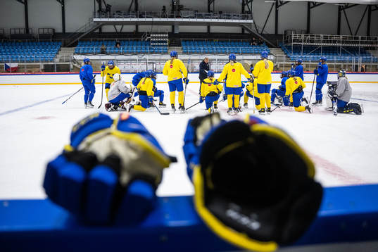 Players of Sweden at a practice session