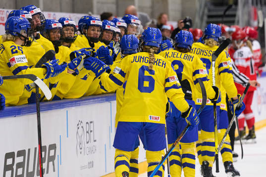 Players of Sweden celebrate