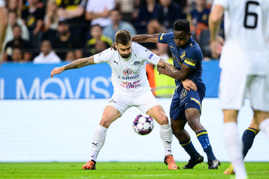 Marek Havlík of Slovacko and Erick Otieno Ouma of AIK