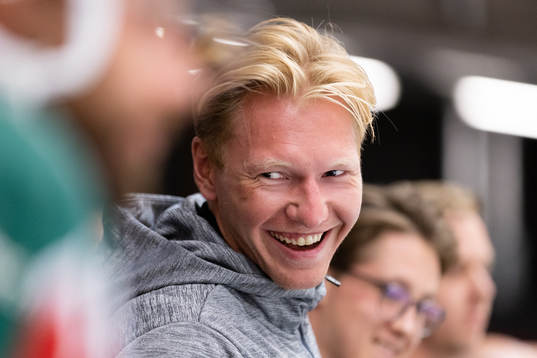 Frölundas Andreas Borgman innan träningsmatchen i