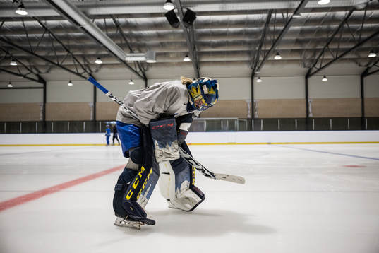 goaltender Ida Boman of Sweden at a practice session