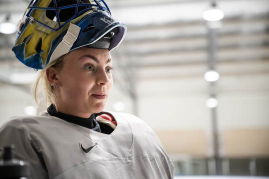 goaltender Ida Boman of Sweden at a practice session