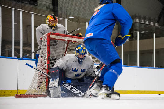 goaltender Ida Boman of Sweden at a practice session