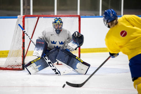 goaltender Ida Boman of Sweden at a practice session
