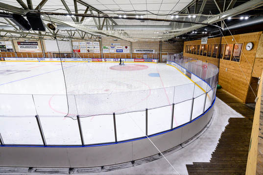 Interiör vy från Virdavallen före träningsmatchen i