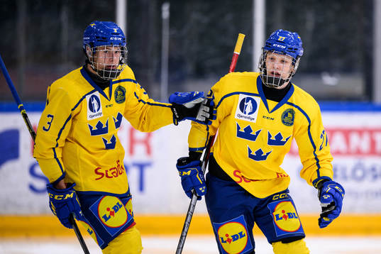 Sveriges Anton Olsson och Max Grundström jublar