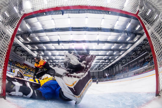 goaltender Emma Söderberg of Sweden with a save at a