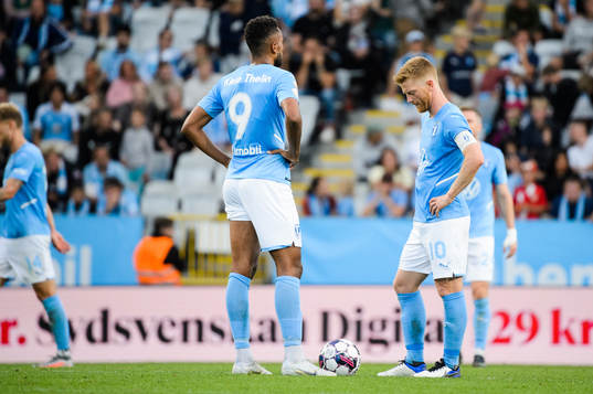 Malmö FFs Isaac Kiese Thelin och Anders Christiansen deppar