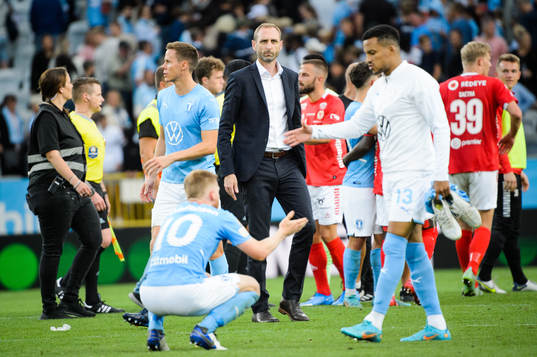 Malmö FFs tränare Andreas Georgson deppar