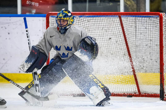 goaltender Ida Boman of Sweden at a practice session