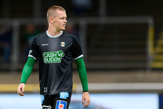 Varbergs Anton Liljenbäck före fotbollsmatchen i