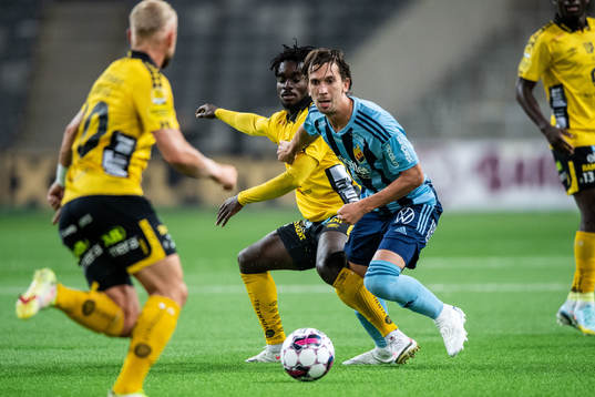 Elfsborgs Emmanuel Boateng och Djurgårdens Gustav Wikheim