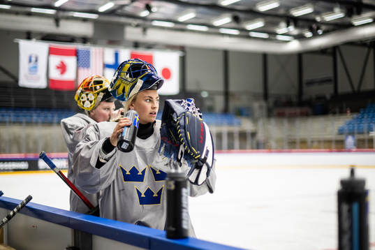 goaltender Ida Boman of Sweden at a practice session