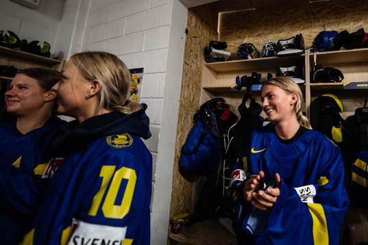 goaltender Ida Boman of Sweden celebrates