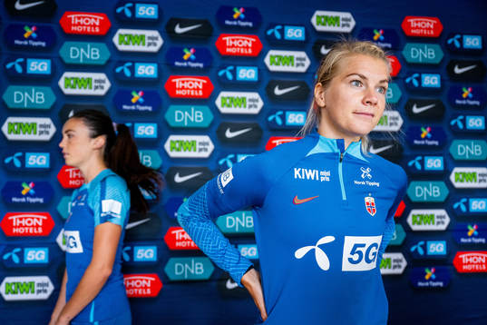 Ada Hegerberg and Ingrid Syrstad Engen of the Norwegian