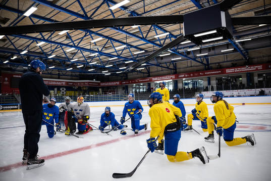 Ulf Lundberg, head coach and players of Sweden at a