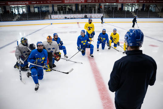 Players of Sweden at a practice session