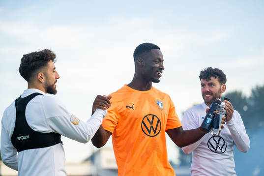 Malmö FFs Moustafa Zeidan, målvakt Ismael Diawara och