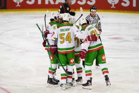 Players of Rögle celebrate