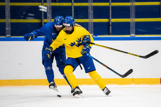 Anna Kjellbin and Mira Jungåker of Sweden at a practice