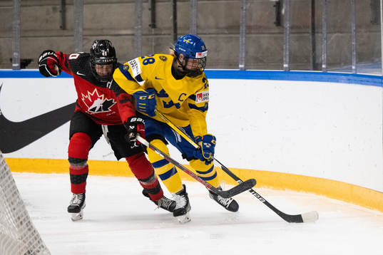 Blayre Turnbull of Canada and Michelle Löwenhielm of Sweden
