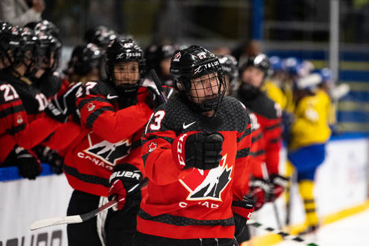 Erin Ambrose of Canada celebrates