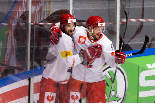 Radek Smolenak of Mountfield celebrates scoring 0-1