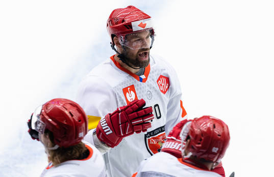 Radek Smolenak of Mountfield celebrates scoring 0-1