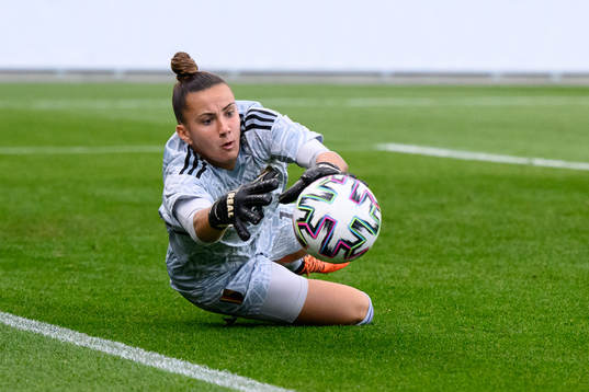 Goalkeeper Femke Bastiae of Belgium