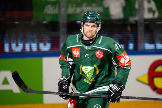 Henrik Björklund of Färjestad celebrates the 4-0 goal